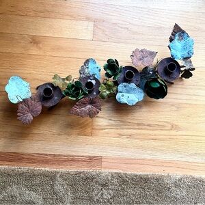 Terrain vintage look Metal Leaf Candle Holder for 4 candles aged patina …